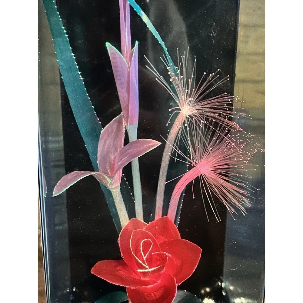 Vintage Retro Fiber Optic Color Changing Flower Bouquet Lamp Light 10x4x3